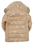 Pudrová prošívaná pogumovaná zimní bunda s logem a kapucí s kožešinou zn. RIVER ISLAND