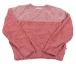 Růžový chlupatý svetr 