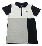Bílo-šedo-černé polo tričko Matalan