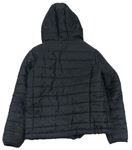 Černá šusťáková prošívaná zateplená bunda s kapucí