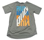 Šedé melírované sportovní tričko s nápisem H&M