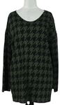 Dámský černo-khaki vzorovaný svetr 