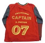 Červeno-šedo-hnědé triko s potiskem Harry Potter