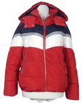 Dámská červeno-tmavomodro-bílá šusťáková zimní bunda s kapucí New Look 