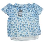 Bílo-modré šifonové květované tričko s všitým topem Primark