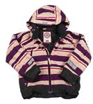 Světlerůžovo-fialová pruhovaná šusťáková funkční zimní bunda s kapucí Helly Hansen
