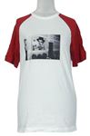Dámské bílo-červené volné tričko s potiskem H&M