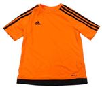 Křiklavě oranžovo-černé funkční sportovní tričko Adidas