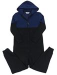 Tmavomodro-černá tepláková kombinéza s kapucí H&M