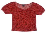 Červené květované crop tričko New Look