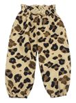 Béžové kalhoty s leopardím vzorem a mašlí 