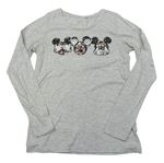 Světlešedé triko s Mickey Mousem z flitrů 