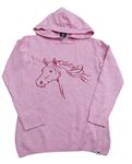 Růžový melírovaný svetr s koníkem a kapucí JAKO-O