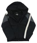 Černo-šedá šusťáková sportovní bunda s kapucí Nike