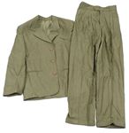 2Set - Béžovo-černé melírované sako + kalhoty DEVICE