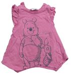 Růžové bavlněné šaty s medvídkem Pú Disney
