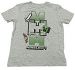Šedé melírované tričko s Minecraft GAP