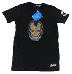 Černé tričko s měnícím obrázkem - Iron Man River Island