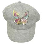 Šedá melírovaná kšiltovka s motýlkem z flitrů H&M