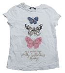Bílé tričko s motýlky George 