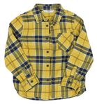 Žluto-tmavomodro-hnědá kostkovaná flanelová košile M&S