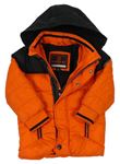 Čeveno-tmavomodrá šusťáková zimní bunda s kapucí C&A