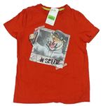 Červené tričko s potiskem s tygrem F&F