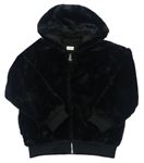 Černá chlupatá zateplená bunda s kapucí F&F
