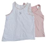 2x Bílá košilka s baletkou + Růžová košilka se srdíčky Primark