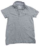 Šedo-kostkované tričko s límečkem Matalan