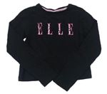 Černé crop triko s nápisem Elle